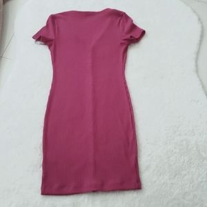 Guess Women Pink Button Front Rib Midi Dress size S